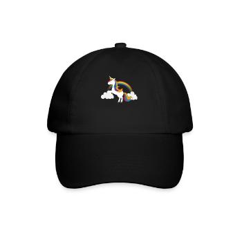 Einhorn Regenbogen Unicorn Rainbow Wolke Cloud - Baseballkappe - Schwarz/Schwarz - Vorne