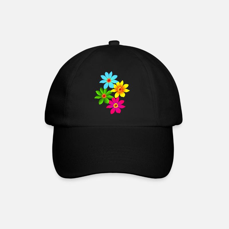 bunte Blumen, Blüten, farbenfroher Blumenstrauß - Baseballkappe - Schwarz/Schwarz