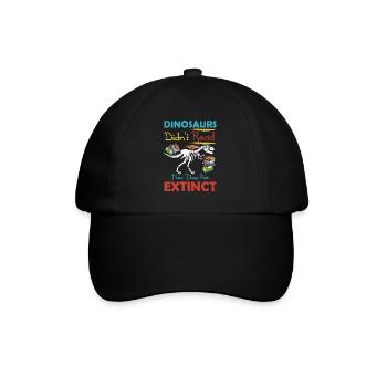 Dinosaurs Did not Read They Are Extinct Tee Shirt - Baseball Cap - black/black - Front