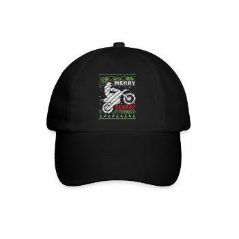 Hässliche Weihnachten für Motocross, Enduro, Dirt Bike - Baseballkappe - Schwarz/Schwarz - Vorne