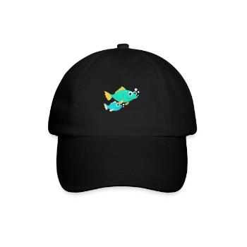 Poisson avec bébé poisson - Casquette classique - noir/noir - Devant