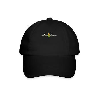 Corn Heartbeat T-Shirt for Corn Farmers Farmer - Baseball Cap - black/black - Front