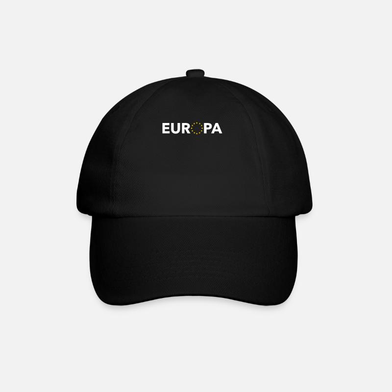 Europa mit Sternen - Baseballkappe - Schwarz/Schwarz