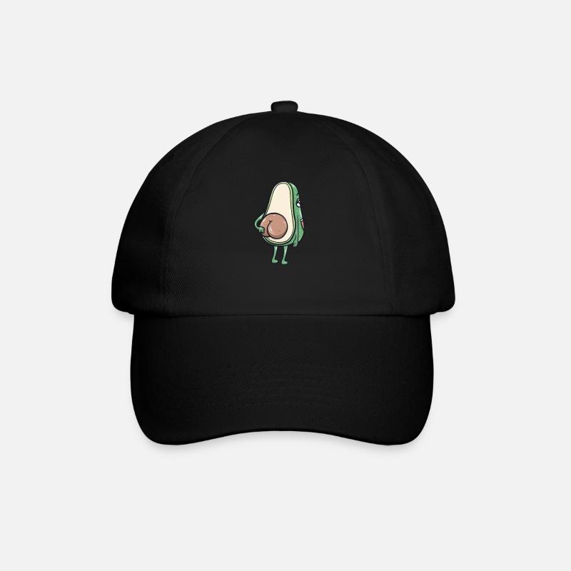 Lustiges Avocado-Hintern-Kleid - niedliches veganes Geschenk - Baseballkappe - Schwarz/Schwarz