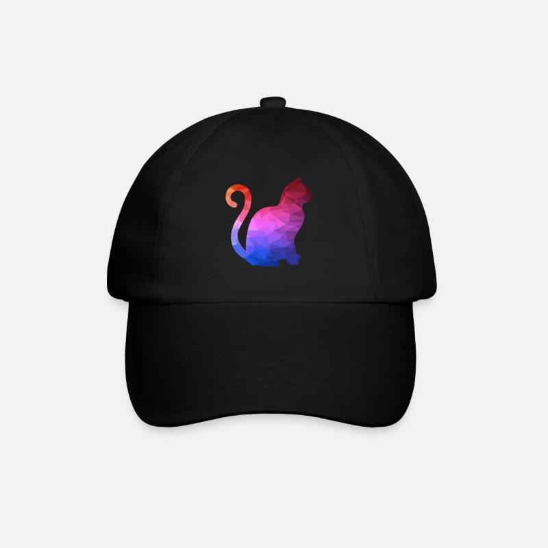Geometrisches Tier Geometric Animal Katze - Baseballkappe - Schwarz/Schwarz