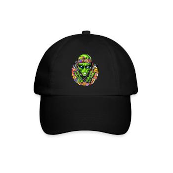 Funny Hippie Alien Psychedelic Peace Sign - Baseball Cap - black/black - Front