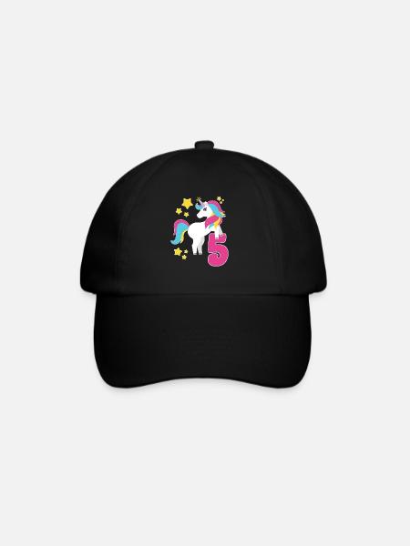 5. Geburtstag Einhorn Ich Bin Schon 5 Geschenk - Baseballkappe - Schwarz/Schwarz