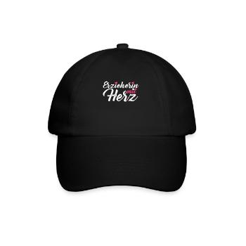 Erzieherin mit Herz Erzieher Kita Tagesmutter - Baseballkappe - Schwarz/Schwarz - Vorne