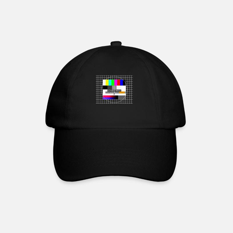 Testbild Sendepause 80er 90er Jahre Party Kostüm - Baseballkappe - Schwarz/Schwarz