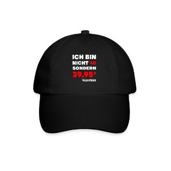 40er Geburtstag Plus Steuer 39,95 Geschenk 40. - Baseballkappe - Schwarz/Schwarz - Vorne