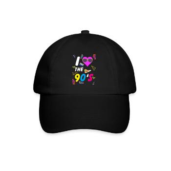 90s Love Mixtape Turnschuh Kostüm bunte Farben - Baseballkappe - Schwarz/Schwarz - Vorne