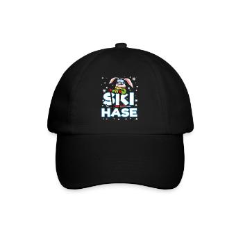 SKI HASE Skihase Schneehase Schnee Häschen - Baseballkappe - Schwarz/Schwarz - Vorne
