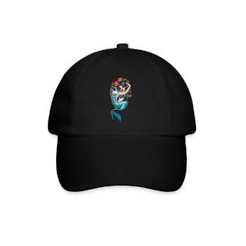 Meerjungfrau Tattoo - Baseballkappe - Schwarz/Schwarz - Vorne