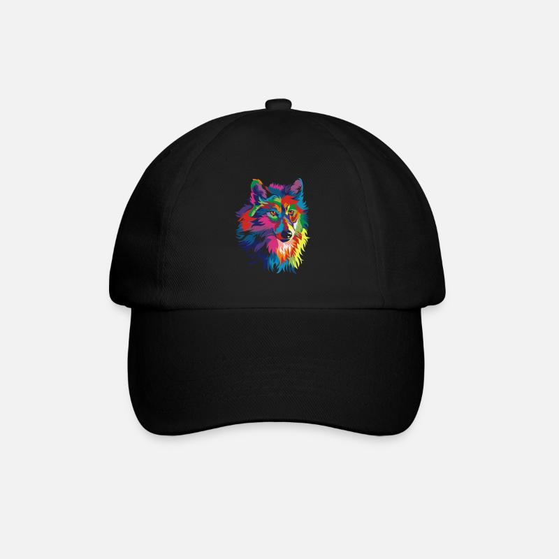 Bunte Wolf - Baseballkappe - Schwarz/Schwarz