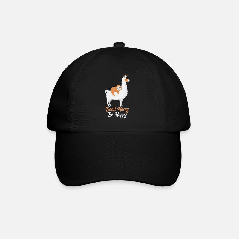 ALPACA SLOTH Ne vous pressez pas Soyez heureux - Casquette classique - noir/noir