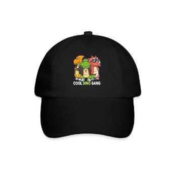 Cool Dino Gang Dinosaurier Gangster - Baseballkappe - Schwarz/Schwarz - Vorne