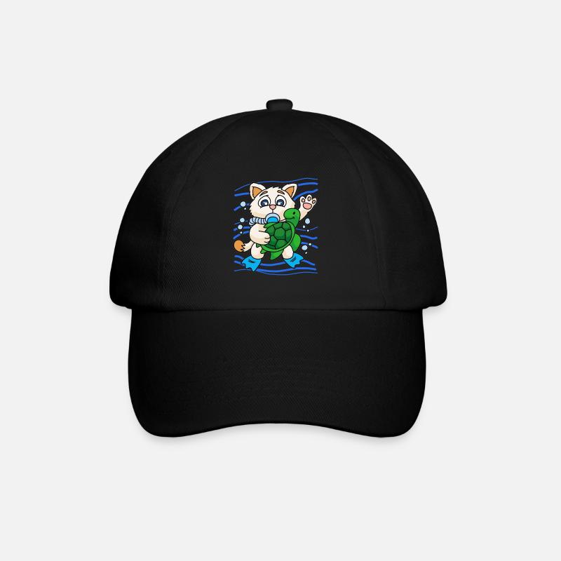 KITTY WITH SEA TURTLE - Baseballkappe - Schwarz/Schwarz