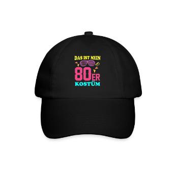 80er Kostüm - Baseballkappe - Schwarz/Schwarz - Vorne