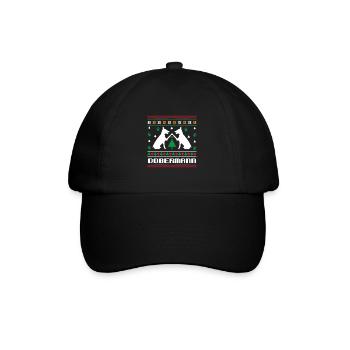 Ugly Christmas Doberman Christmas knitting pattern - Baseball Cap - black/black - Front