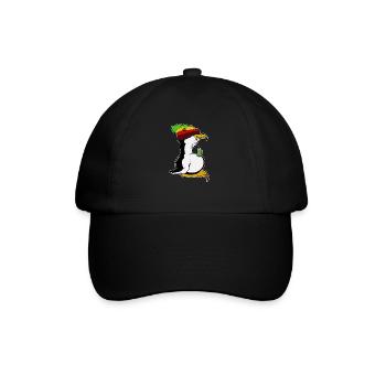 Tux Linux Pingouin Pingouin pause café maniaque Rasta - Casquette classique - noir/noir - Devant