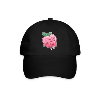 Pfirsich Frucht Steinobst Pflanze vegan Rose Baum - Baseballkappe - Schwarz/Schwarz - Vorne