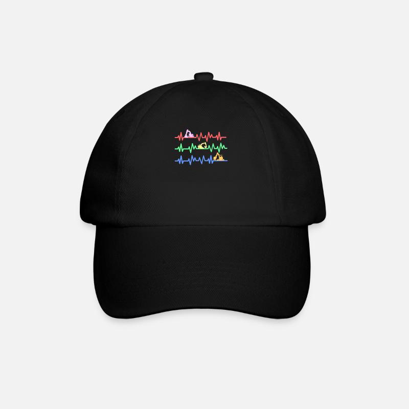 Bagger Baustelle Baumaschine Geschenk · Herzschlag - Baseballkappe - Schwarz/Schwarz