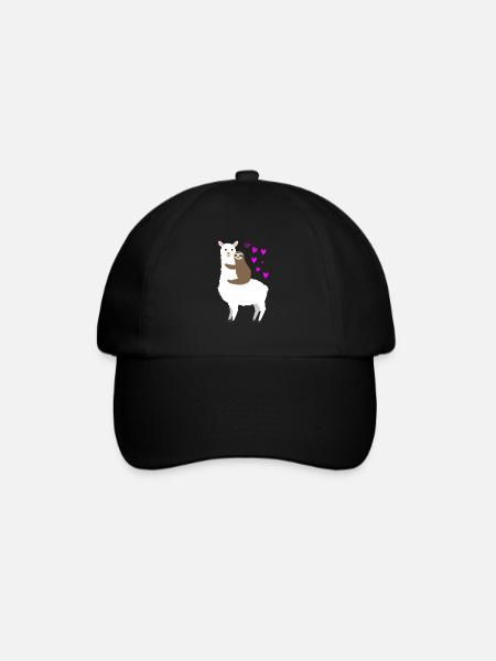 Alpaca Faultier Liebe - Baseballkappe - Schwarz/Schwarz