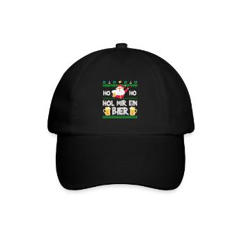 Weihnachten Weihnachtsmann Ho Ho Bier Winter Xmas - Baseballkappe - Schwarz/Schwarz - Vorne