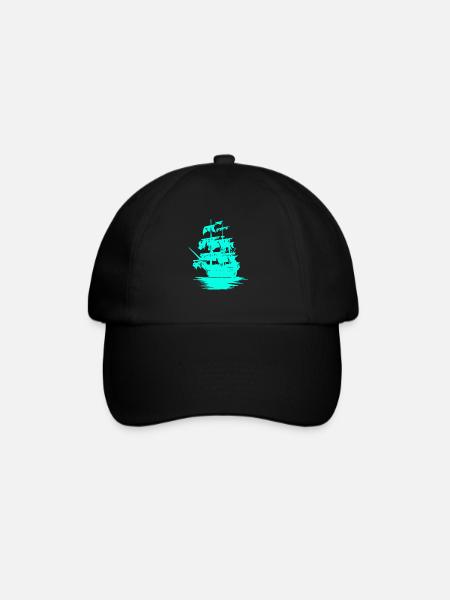 Sailing Ship Seafaring Fantasy Maritime Dinghy - Baseball Cap - black/black