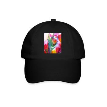 EG Blumen I Tulpen I Aquarell I Gerecke I flowers - Baseballkappe - Schwarz/Schwarz - Vorne