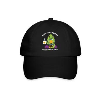 Langschläfer Morgenmuffel Faulenzer Kaffee - Baseballkappe - Schwarz/Schwarz - Vorne