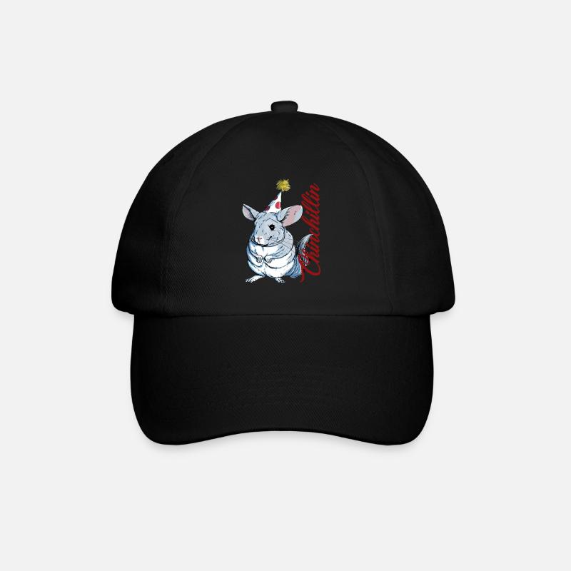 Niedlicher Chinchilla Chinchillin - Baseballkappe - Schwarz/Schwarz