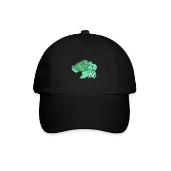Turtle mom baby kids gift - Baseball Cap - black/black - Front