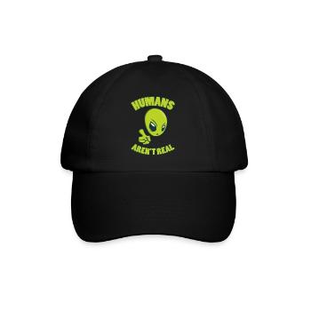 HUMANS ARE NOT REAL Alien UFO Sci-Fi Geschenke - Baseballkappe - Schwarz/Schwarz - Vorne