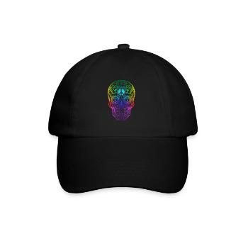 Colorful hippie skull peace - Baseball Cap - black/black - Front