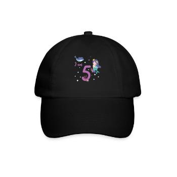 I am 5th fifth mermaid birthday - Baseball Cap - black/black - Front