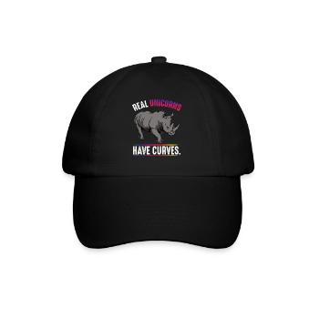 Real Unicorns Have Curves - Baseballkappe - Schwarz/Schwarz - Vorne