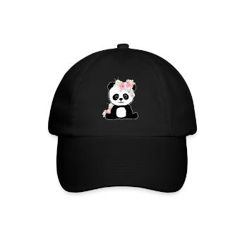 Panda Lustig Geschenk Damen Herren Kinder - Baseballkappe - Schwarz/Schwarz - Vorne
