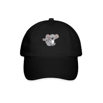 Koala - Mammi mit Kind auf Rücken - Baseballkappe - Schwarz/Schwarz - Vorne