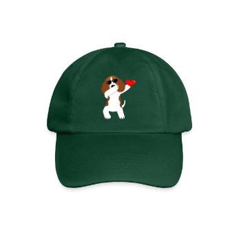 Chien mignon dansant au coeur - Casquette classique - vert bouteille - Devant