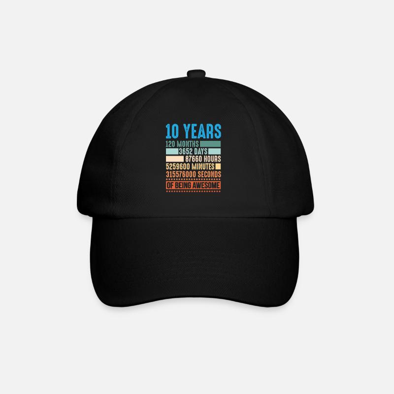 10 years 120 months 10 year old shirt - Baseball Cap - black/black