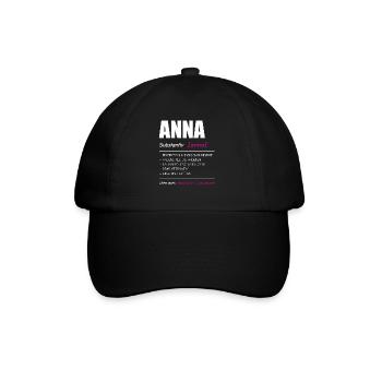 Anna Name Vorname Geschenk - Baseballkappe - Schwarz/Schwarz - Vorne