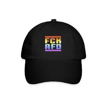 FCK AFD Regenbogenfarben Die Welt ist bunt - Baseballkappe - Schwarz/Schwarz - Vorne