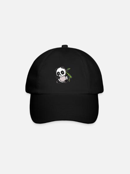 Süßer Kawaii Panda Bär - Baseballkappe - Schwarz/Schwarz