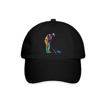 Minigolf Geschenk - Baseballkappe - Schwarz/Schwarz - Vorne