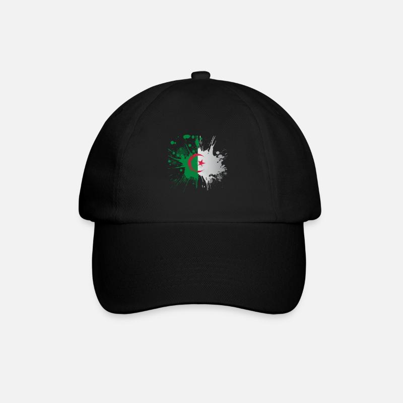 Algerien Flagge Splashed Effekt - Baseballkappe - Schwarz/Schwarz