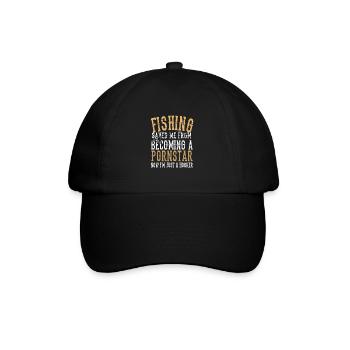 Fishing Slogan Fishing Saved Me Fisherman Funny Fish - Baseball Cap - black/black - Front