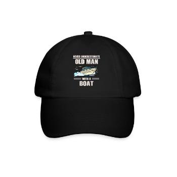 Never underestimate an old man with a boat - Baseball Cap - black/black - Front