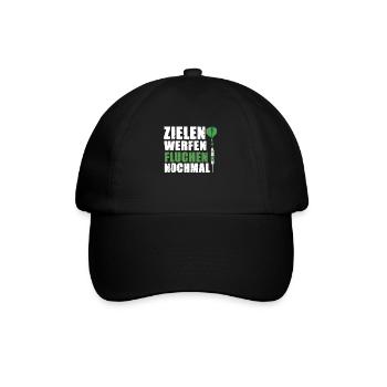 Zielen Werfen Fluchen Nochmal Darts Team Design - Baseballkappe - Schwarz/Schwarz - Vorne