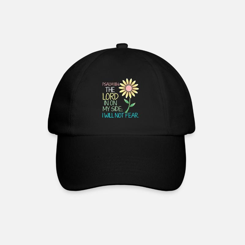 Bible - Psaume 118: 6 versets Fleur - Eglise - Casquette classique - noir/noir